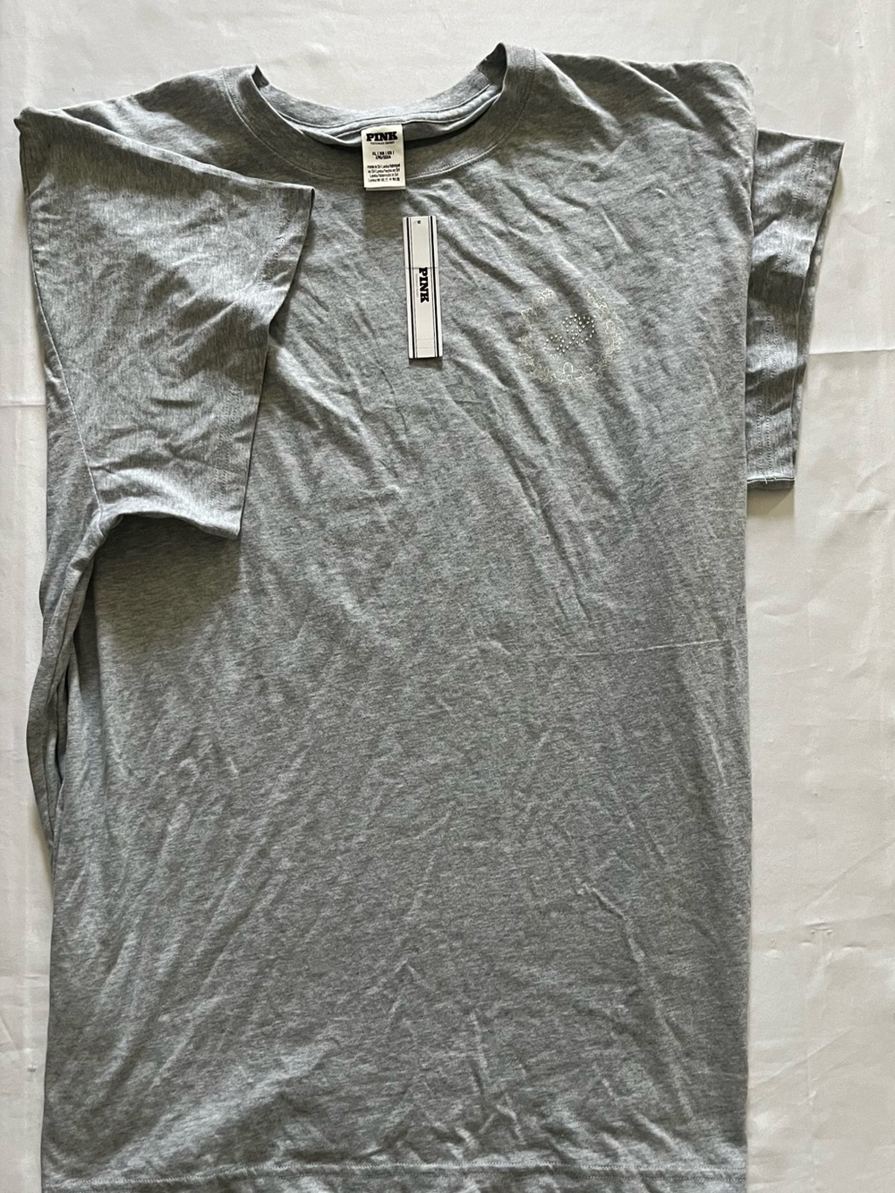 New Victoria's Secret PINK Shirt (XL) Short Sleeve Top Tee Gray NWT